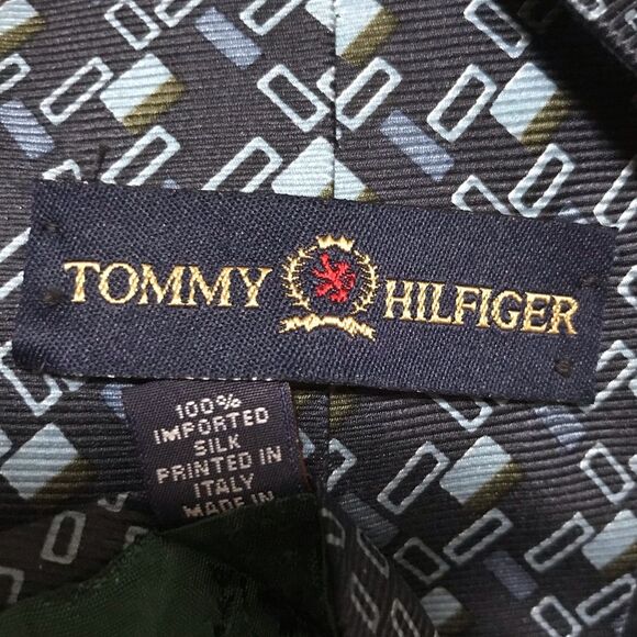 Tommy Hilfiger Rectangles Tie Navy Light Blue - Picture 4 of 5